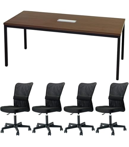 Amazon | 【6人用 会議セット】会議用テーブル 2100×900 ＋ メッシュ